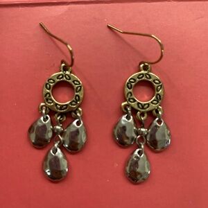 Vintage Elegant Gold tone and Silver Dangle Earrings